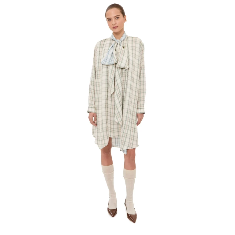 Acne Studios Check Tunic Dress Green/Blue 36
