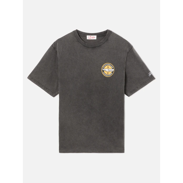Mc2 Saint Barth Black Jack T-Shirt With Ducati Scrambler Print Special Edition - Men