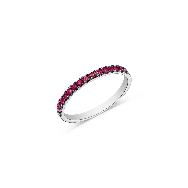 Blue Sapphire Stack Band in 14K White Gold