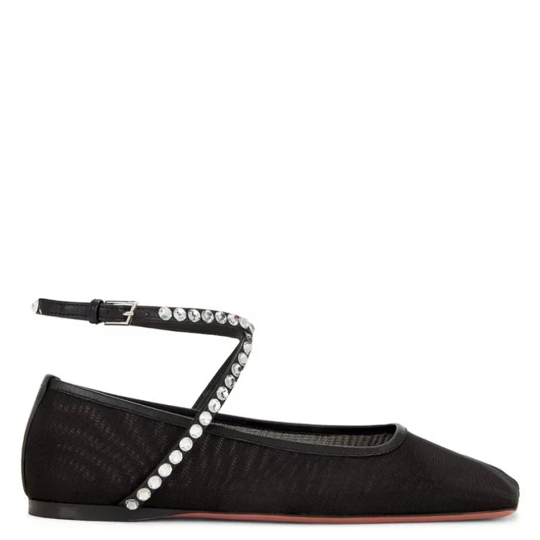 Amina Muaddi Mesh Ane Crystal Mesh Flats