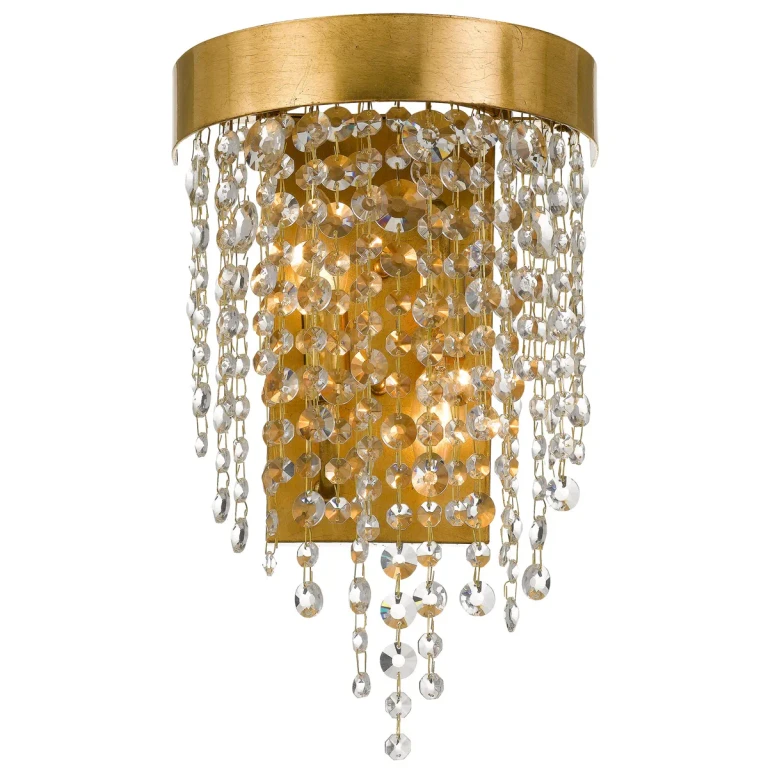 Crystorama Windham 2-Light 16" Wall Sconce in Antique Gold with Clear Hand Cut Crystals