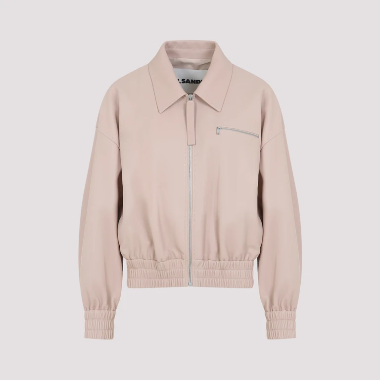 Jil Sander Leather Blouson Soft Nappa Pink & Purple Ovine Jacket - Women