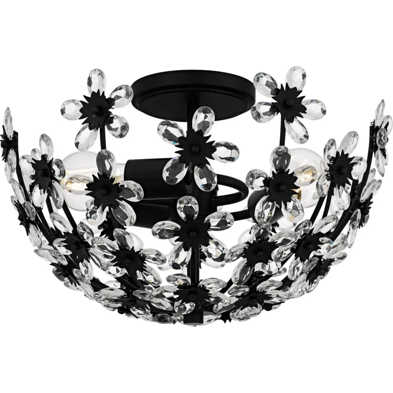 Matte Black Semi-Flush Mount from the Rosemary Collection