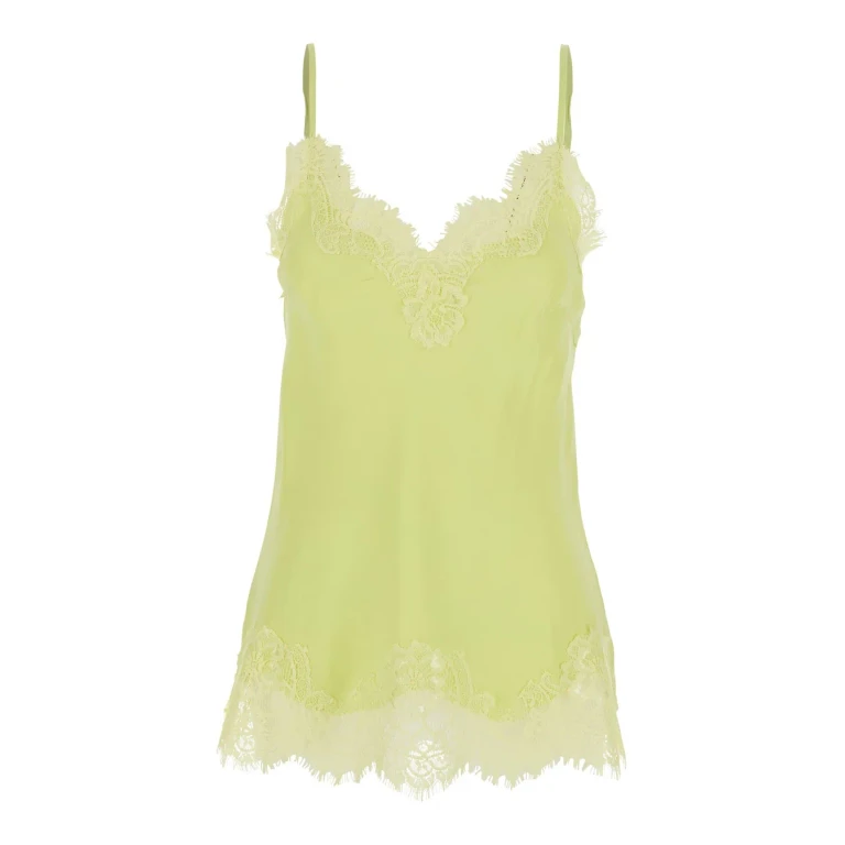 Top gold Hawk Yellow With Lace Trim Details And Thin Straps Womens Fabric