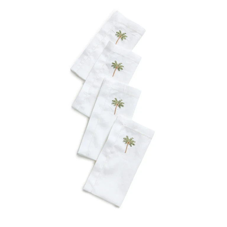 Kim Seybert Palm Tree Napkins Set of 4 White/Multi One Size
