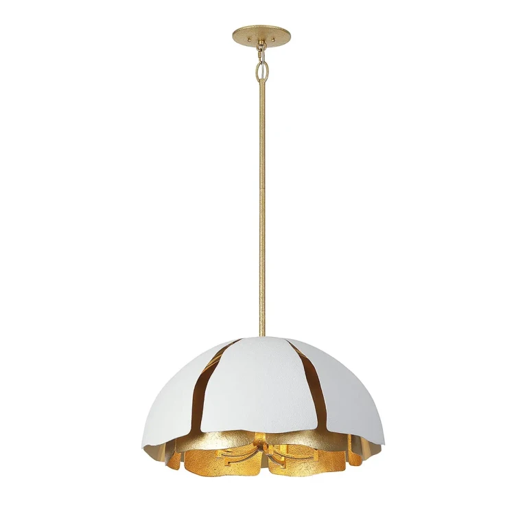 Brewster 5-Light Pendant in Cavalier Gold with Royal White