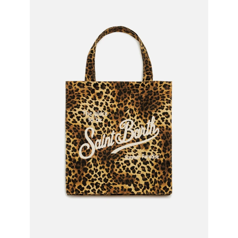 Mc2 Saint Barth Essential Flat Cotton Animalier Bag With Saint Barth Logo Brown - Unisex