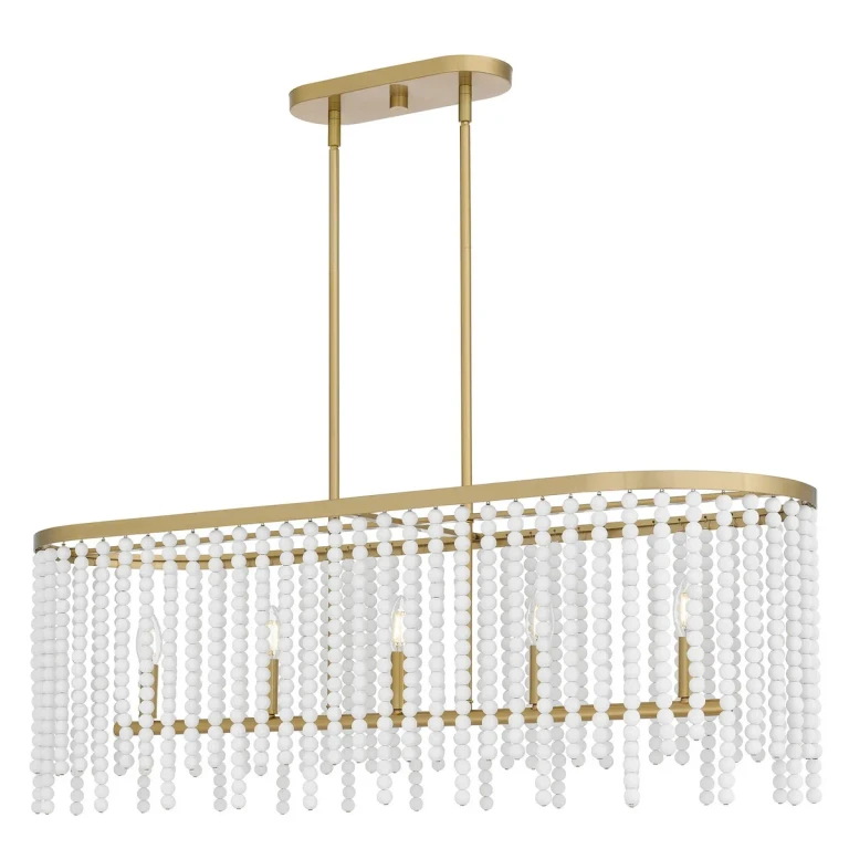 Aged Brass Five Light Linear Chandelier from the Apelle Collection