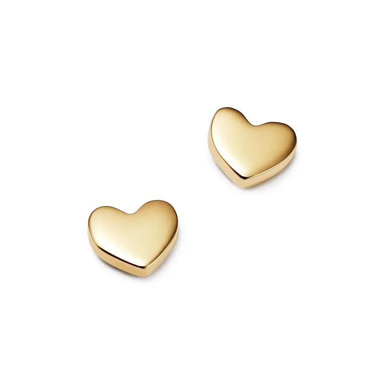 Heart Stud Earrings in 14K Yellow Gold - Exclusive