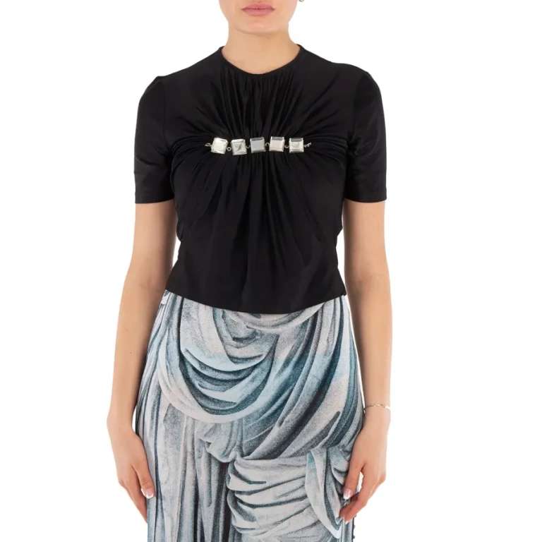 Rabanne Gem-Embellished Draped-Effect Haut Top