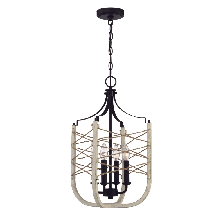 Cavendish 4-Light 14" Foyer Light in Cottage White with Espresso