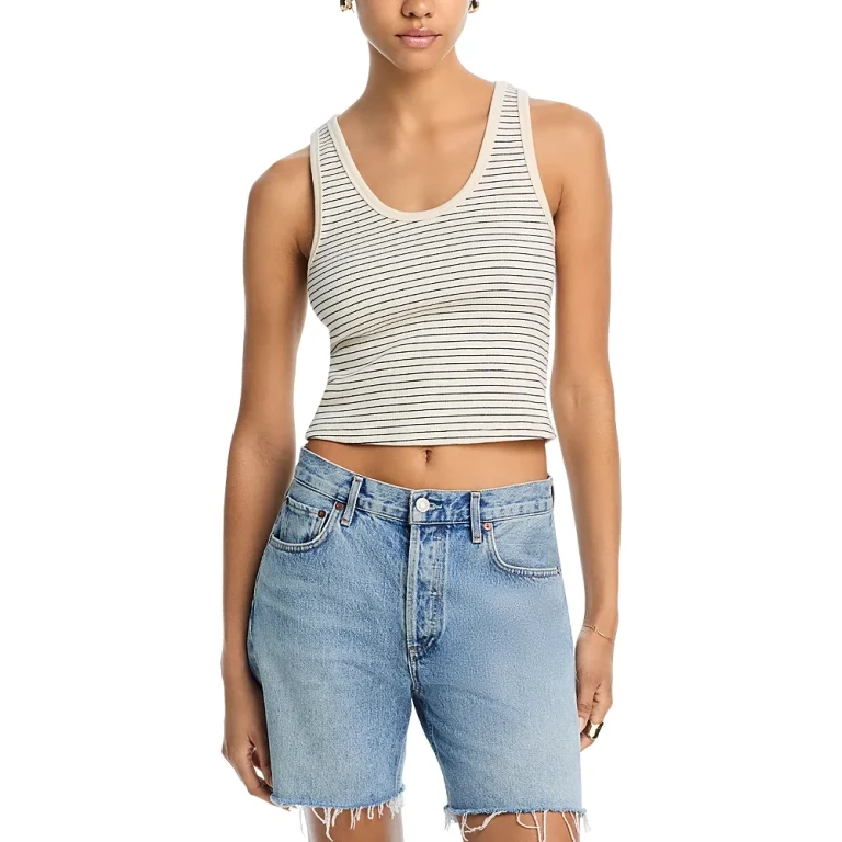 perfectwhitetee Blondie Structured Rib Stripe Tank