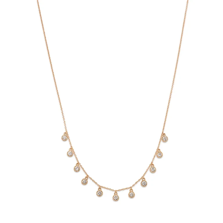 14K Yellow Gold Lab Grown Diamond Dangle Collar Necklace, 16-18