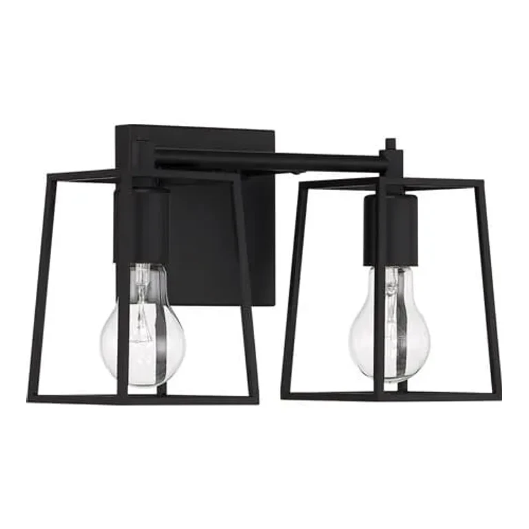 Dunn 2-Light Bathroom Vanity Light in Flat Black