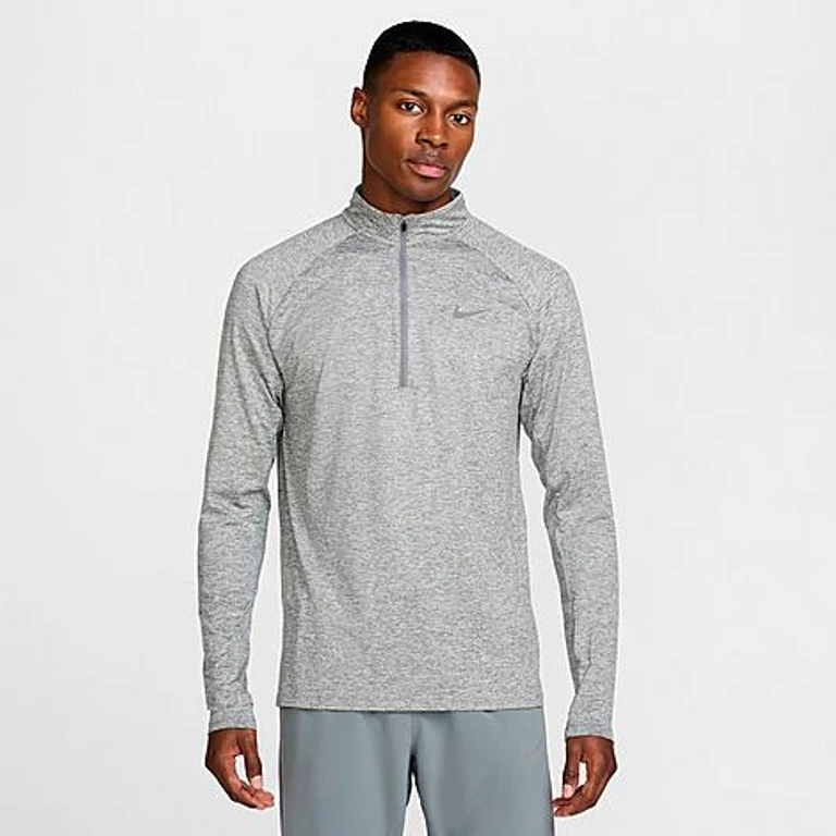 Nike Men's Stride Dri-FIT Quarter-Zip Running Top in Smoke Grey/Heather Size: Small