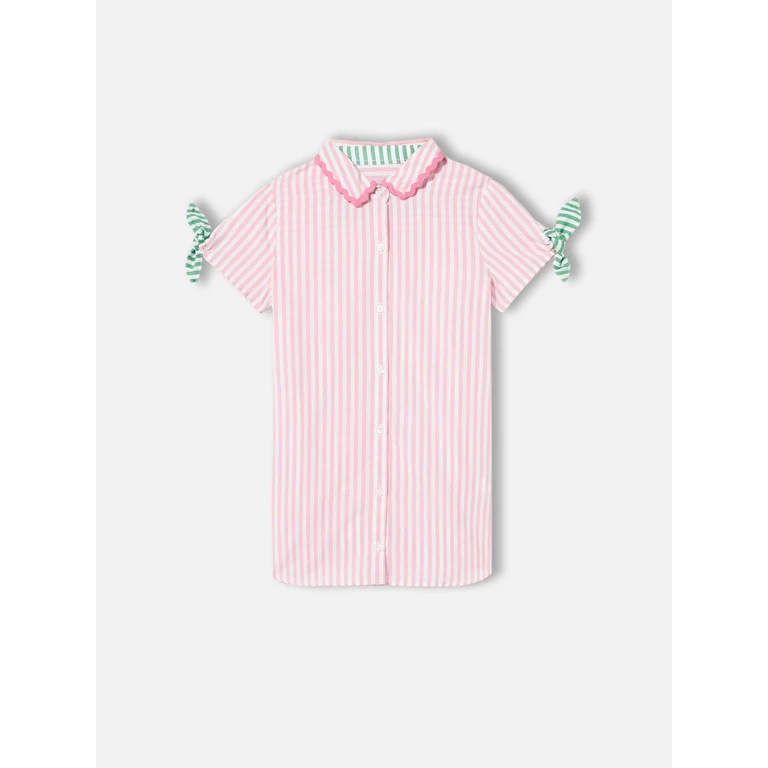 Mc2 Saint Barth Girl Striped Shirt Dress Pink