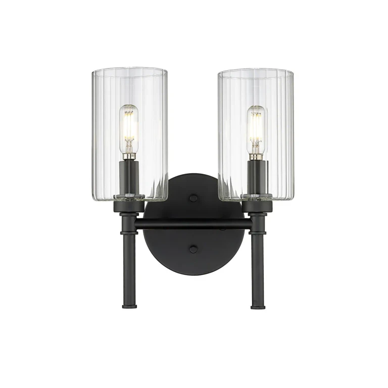 Matte Black Bathroom Vanity Light from the Chastine Collection