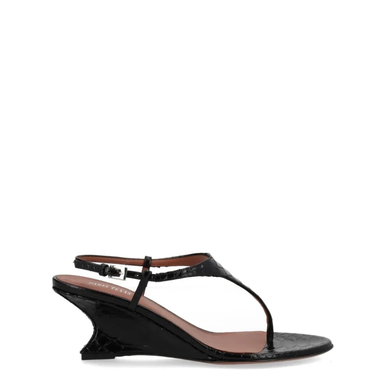 Nina Python-Effect Leather Wedge Sandals with Ankle Strap (PX1945XPTACBLACK)