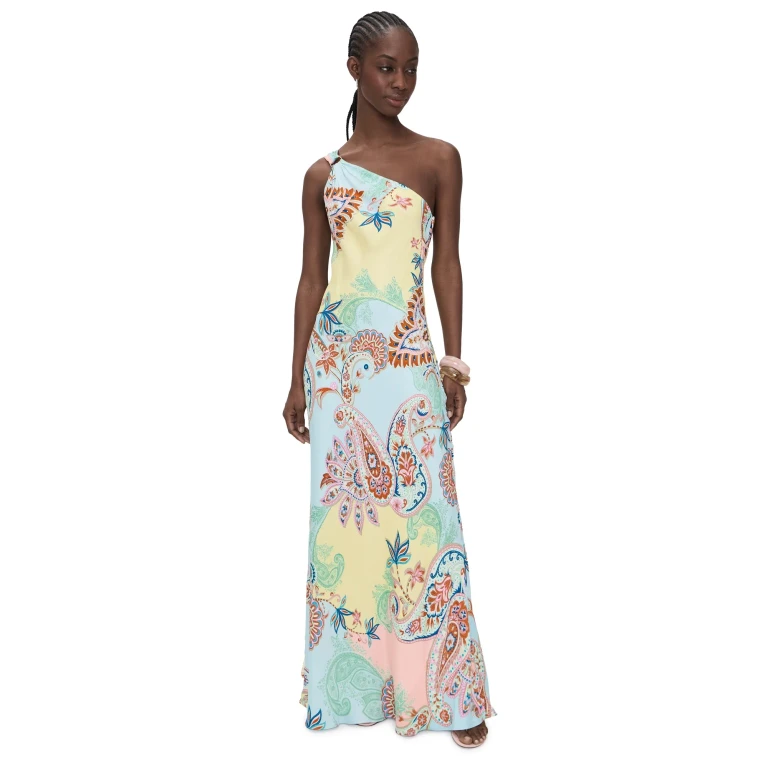 Hemant and Nandita One Shoulder Sash Dress Multi XL