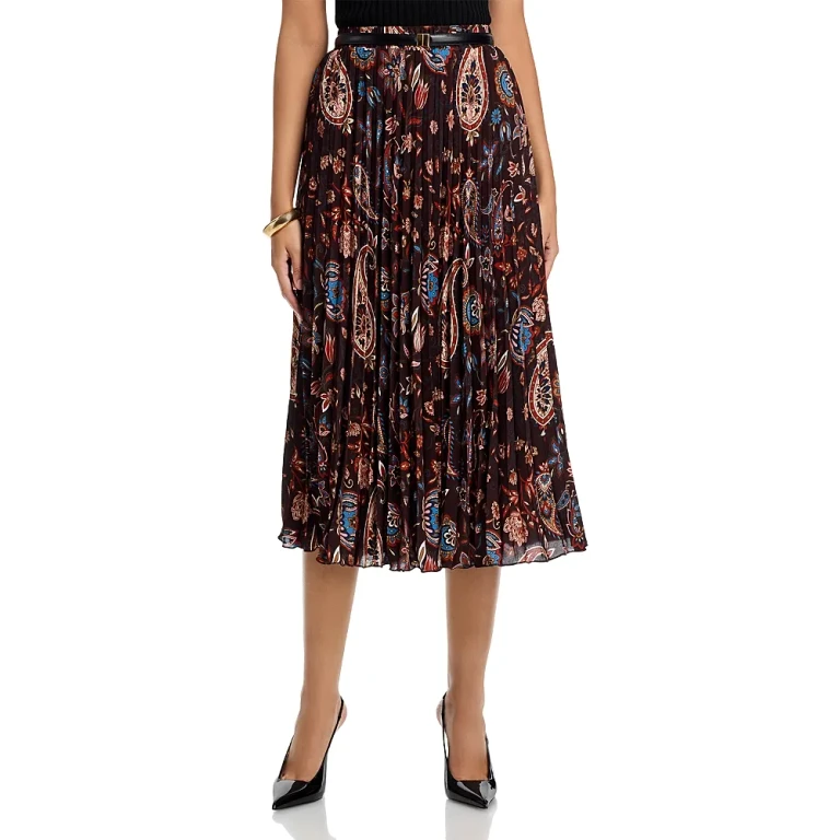 T Tahari Pleated Midi Skirt