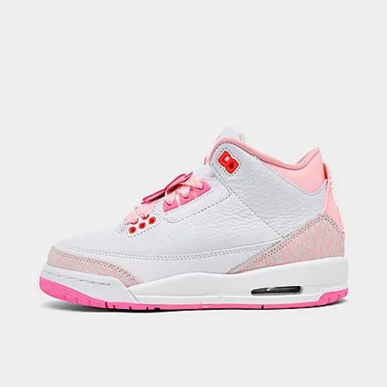 Girls' Big Kids Air Retro 3 Basketball Shoes in Pearl Pink/Hyper Orange/Pink Bloom Size: 3.5