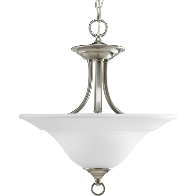 Brushed Nickel Two Light Semi-Flush Mount from the Trinity Collection