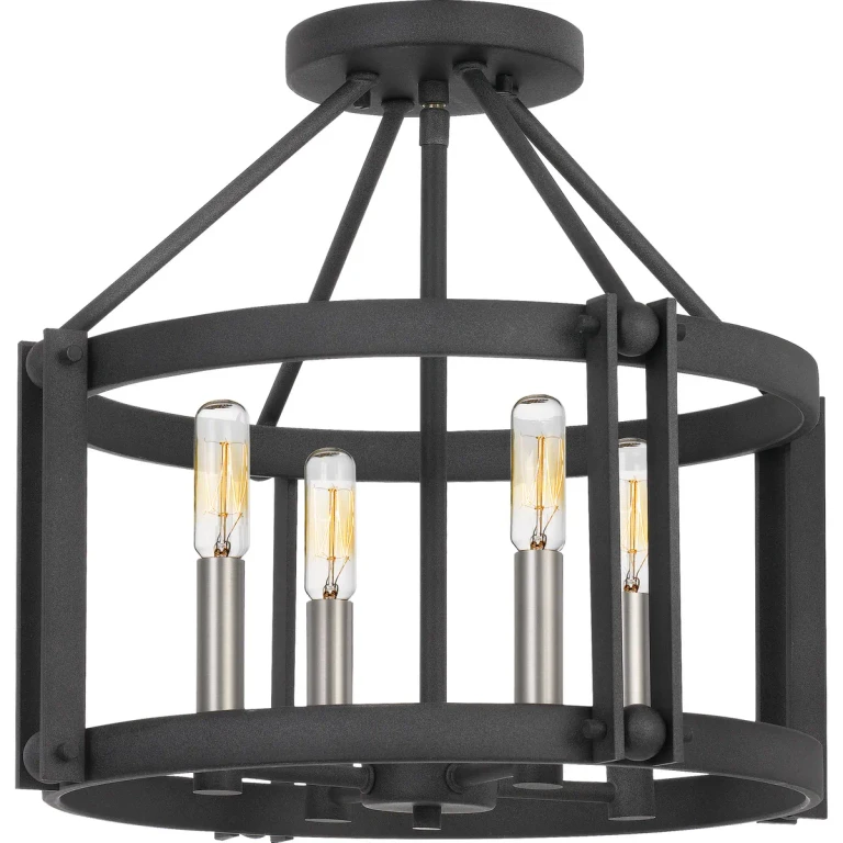 Victor 4-Light Semi-Flush Mount in Mottled Black