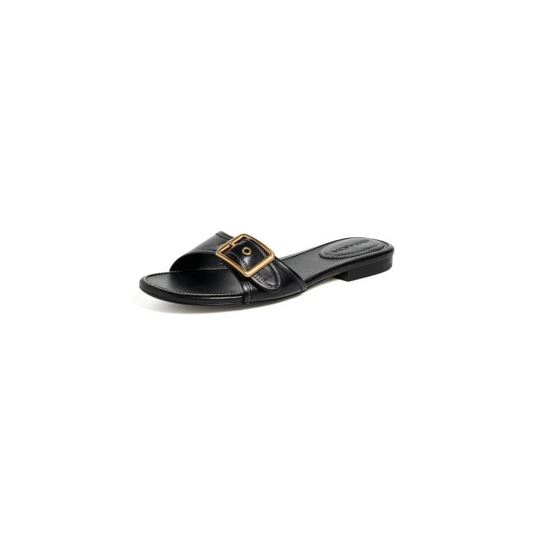 Coach Margot Leather Flat Sandals Chalk 6