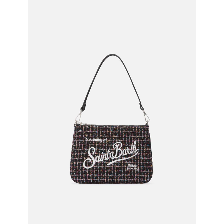 Mc2 Saint Barth Parisienne Mini Shoulder Bag Shiny Black Tweed Pochette - Unisex