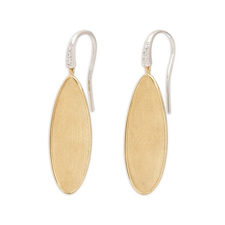 Marco Bicego 18K White & Yellow Gold Lunaria Twist Diamond Petal Drop Earrings