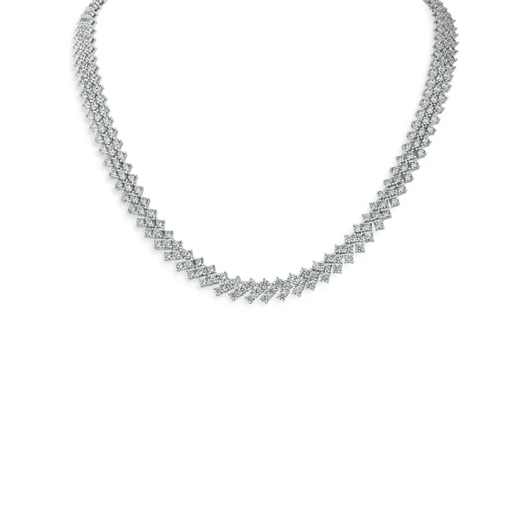 Cz By Kenneth Jay Lane Round Chevron Collar Necklace, 16