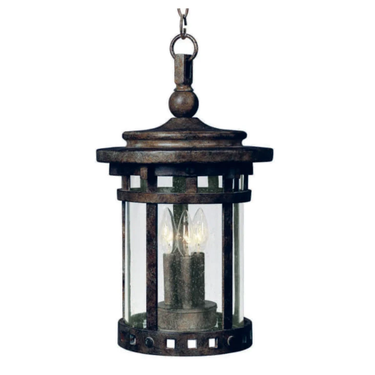 Santa Barbara 9" 3-Light Outdoor Hanging Lantern in Sienna