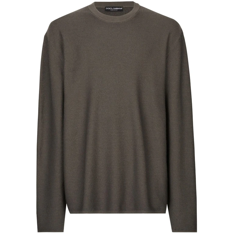 Dolce & Gabbana Girocollo Grey Cotton Maglia - Men