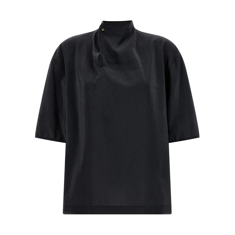 Lemaire Soft Collar Top Black Silk Tops - Women