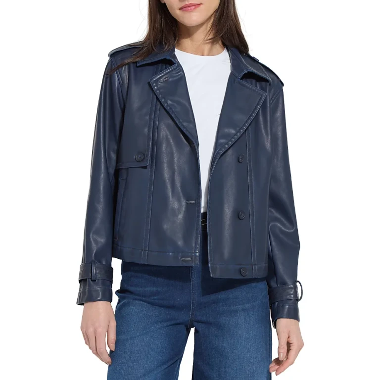 Lysse Evonne Faux Leather Cropped Trench Coat