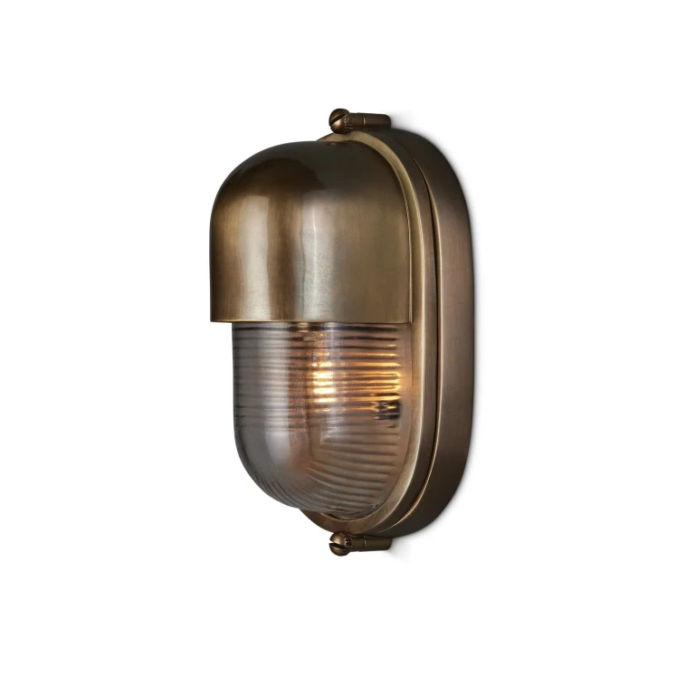 Antique Brass Clear Outdoor Wall Sconce from the Maritime Collection
