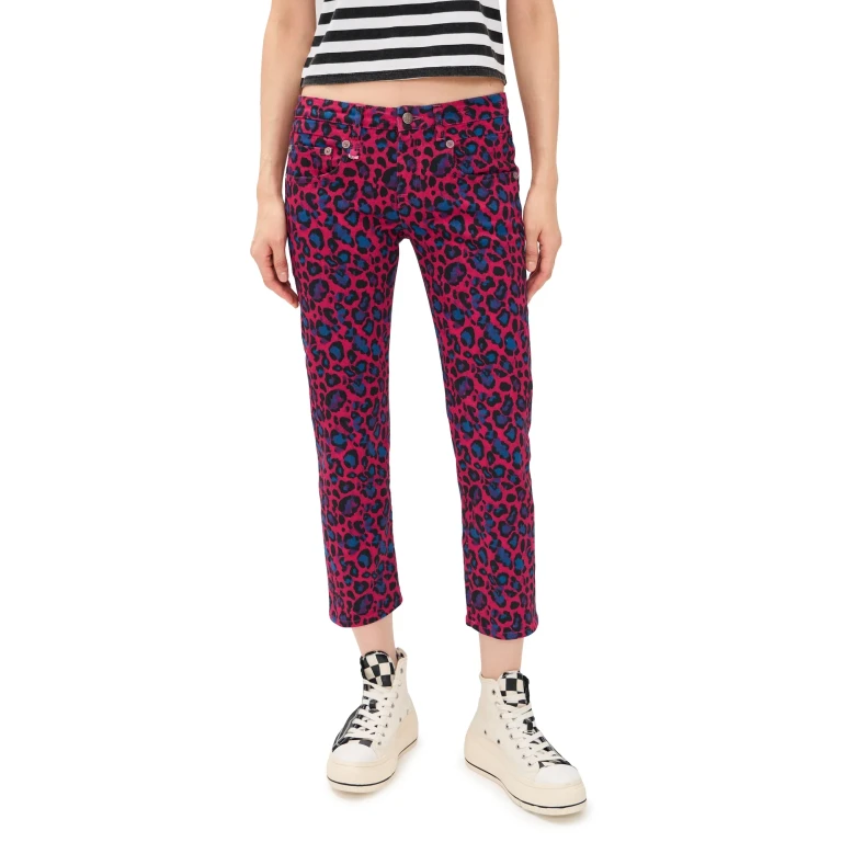 R13 핑크 레오파드 스트레이트 진 푸시아 레오파드 31