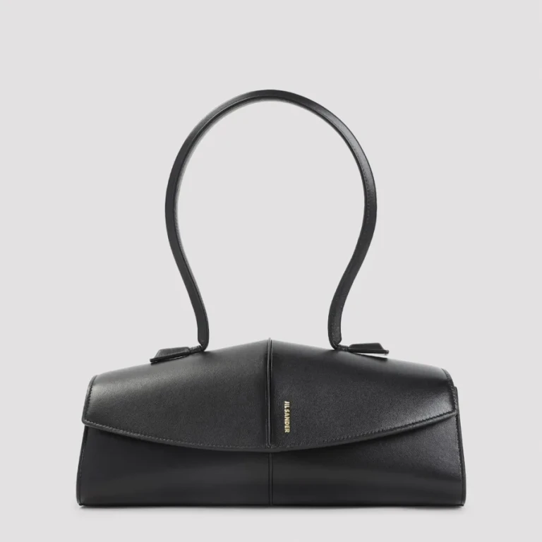 Jil Sander Linea Shoulder Black Leather Bag
