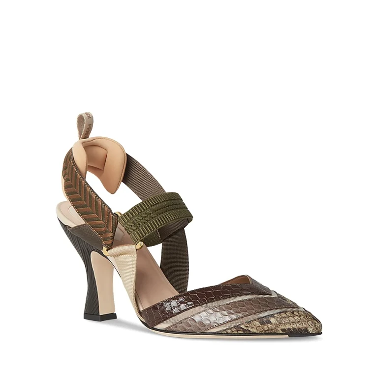 Fendi Women's Colibri Mesh & Leather High Heel Slingbacks