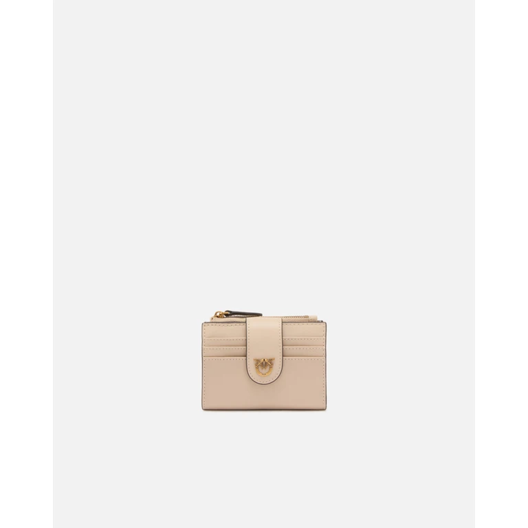 Pinko - Petit portefeuille en cuir lisse à logo