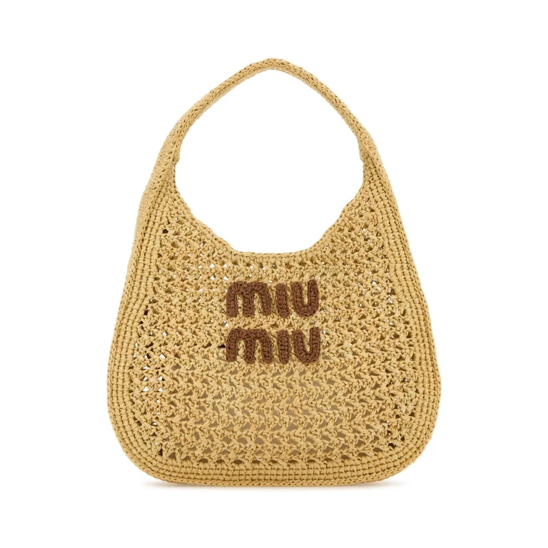 Miu Miu Brown Raffia Shopping Bag