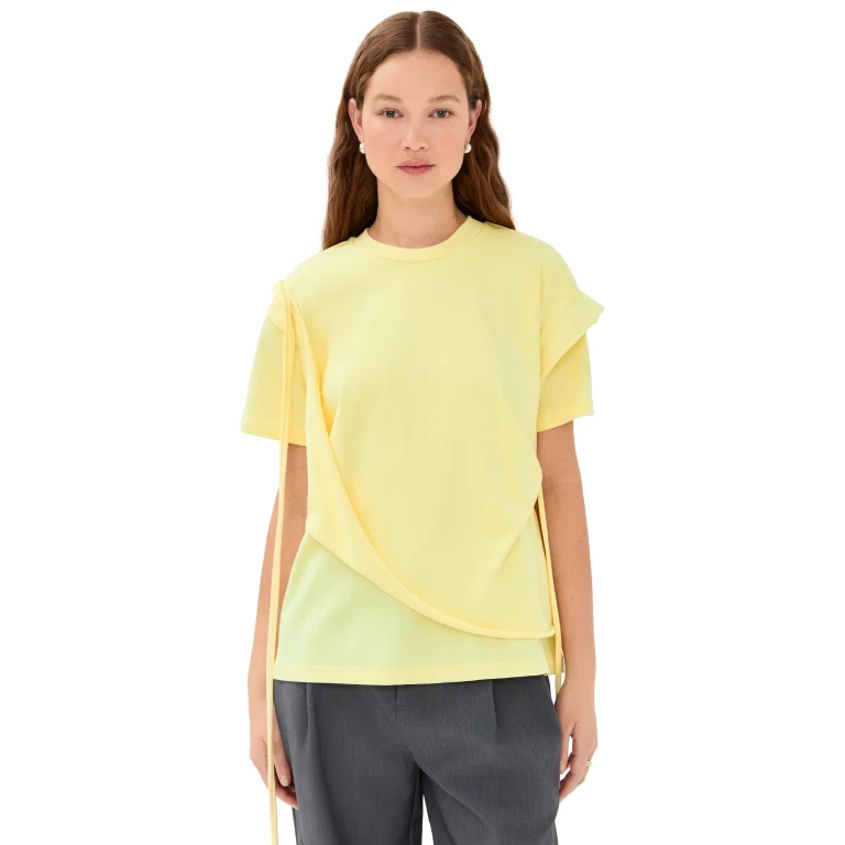Meryll Rogge Draped T-Shirt Pale Yellow L