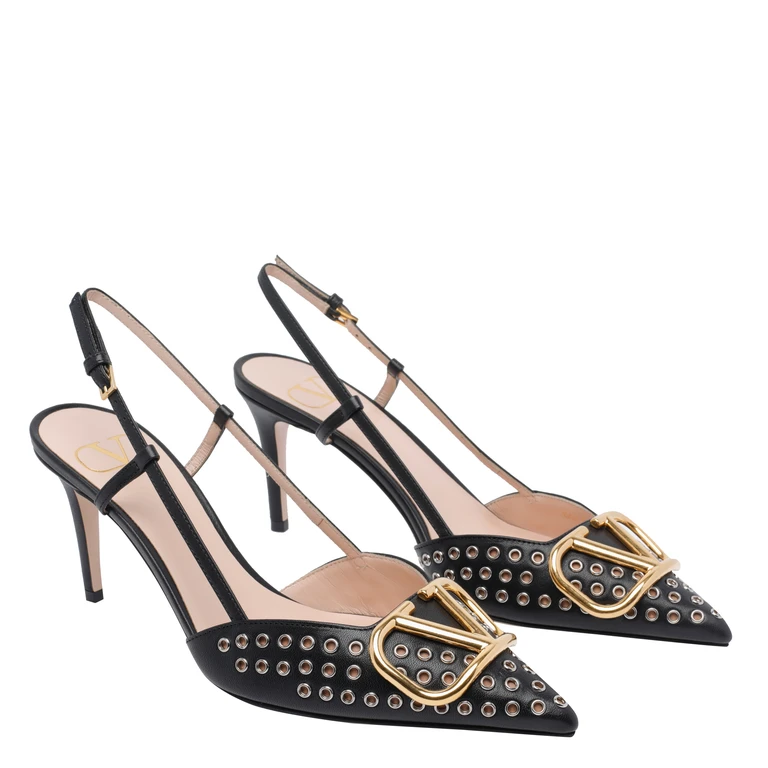 Valentino Garavani With Heel Black Calf Leather/leather Sole - Women