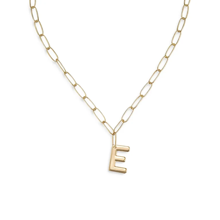 Ettika Paperclip Link Chain Initial Pendant Necklace in 18K Gold Plated, 18