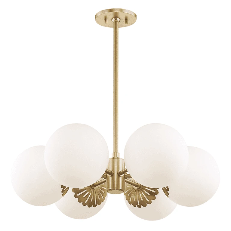 Aged Brass Six Light Chandelier from the Paige Collection