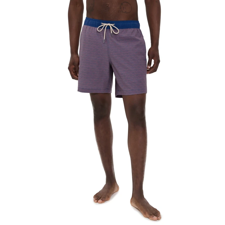 Fair Harbor The Bayberry Swim Trunks 7 Red Waves XXL