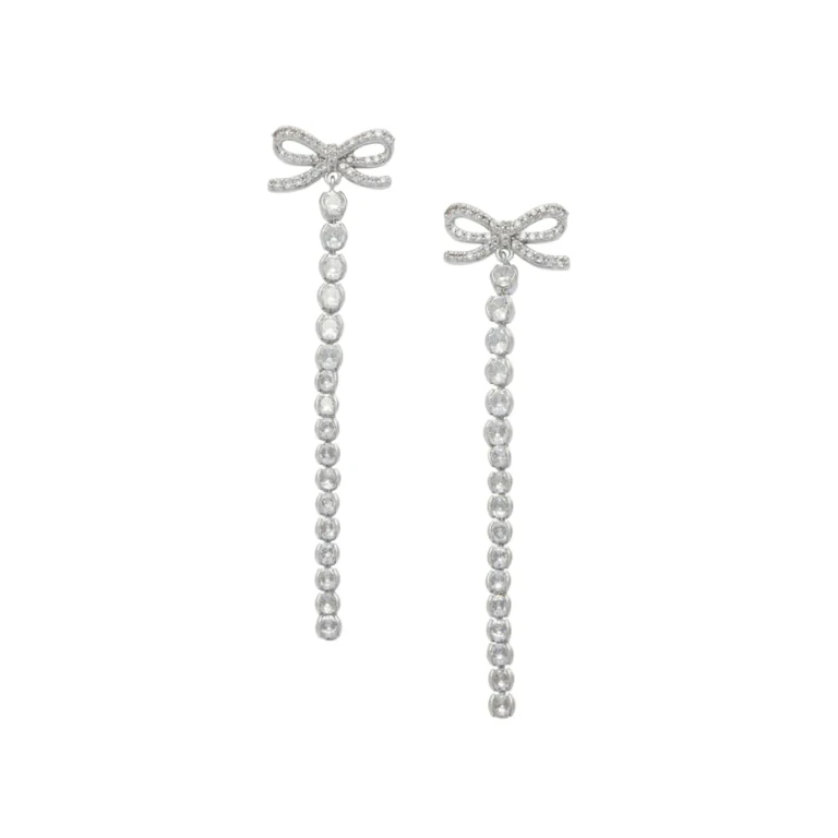 self-portrait Crystal Bow Droplet Earrings