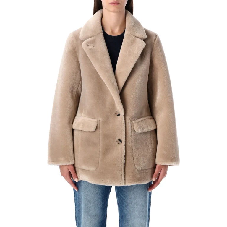 Fur Coat Woman color Honey (BJ20011TAUPE)