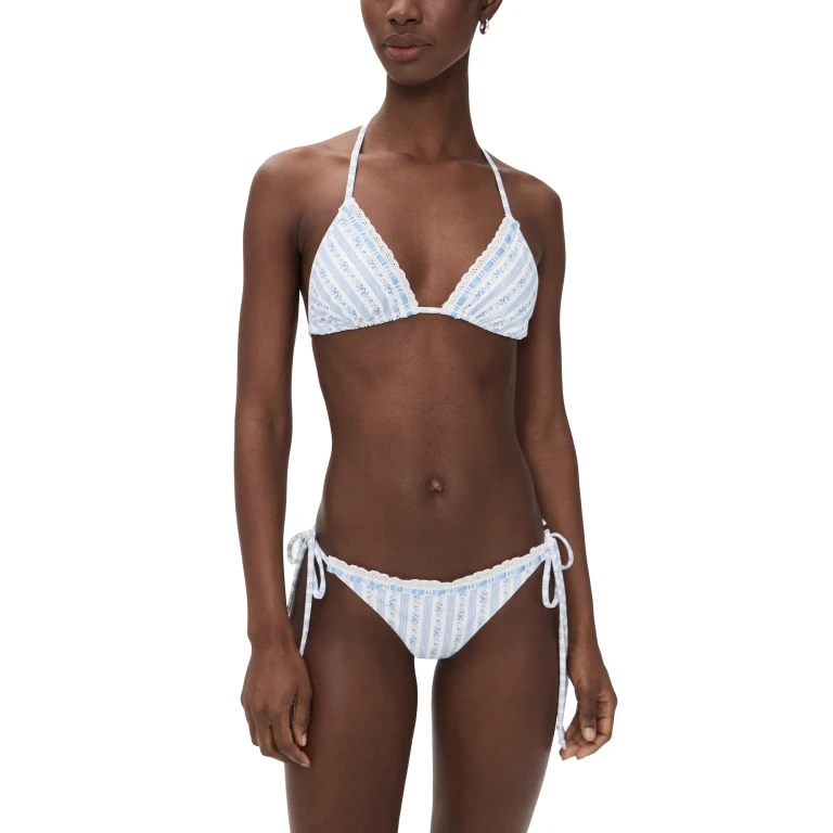 LoveShackFancy Harbor Bikini Set Chilled Blue S