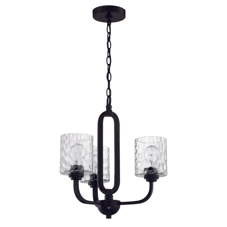 Flat Black Three Light Chandelier from the Collins Collection